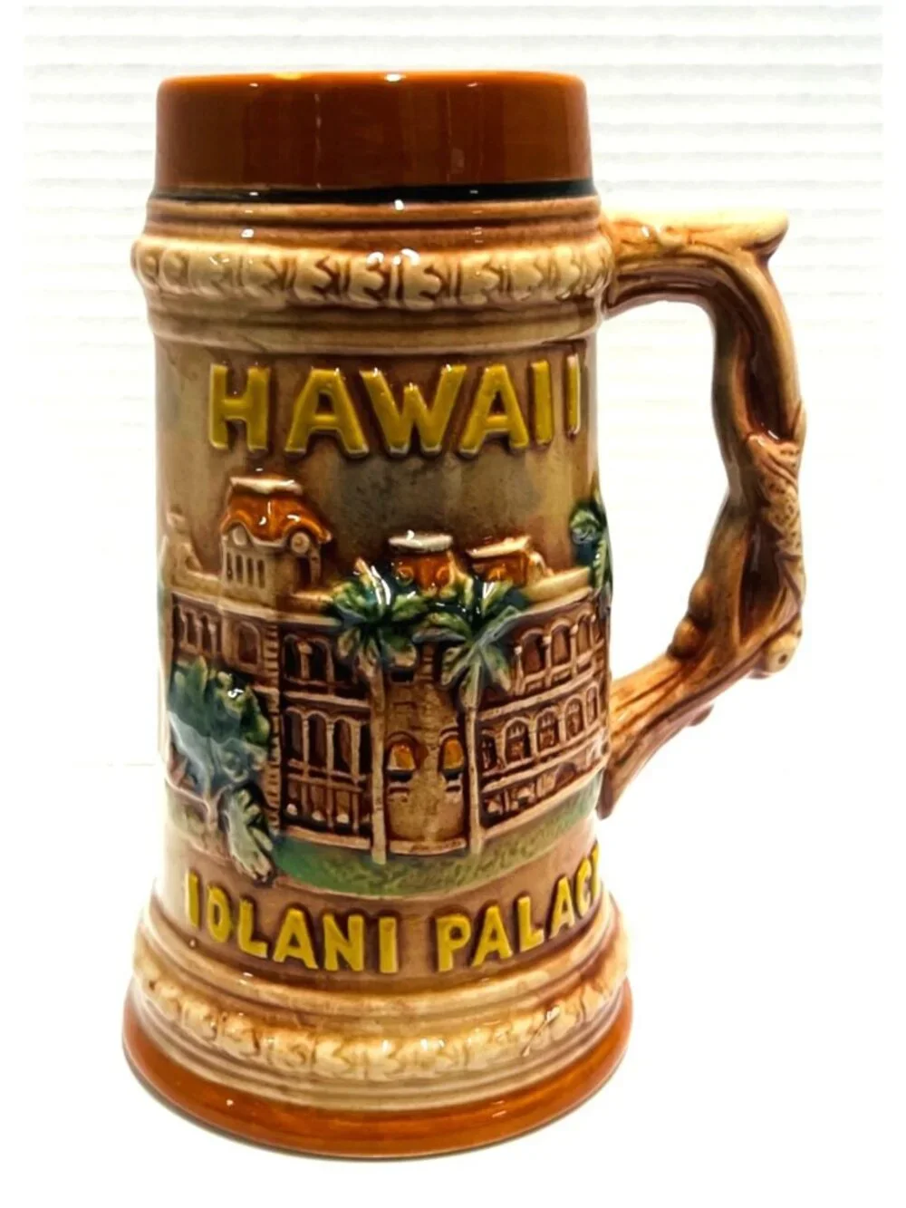 Vintage ceramic beer stein, Iolani Palace, Hawaii, made in Japan, EUC